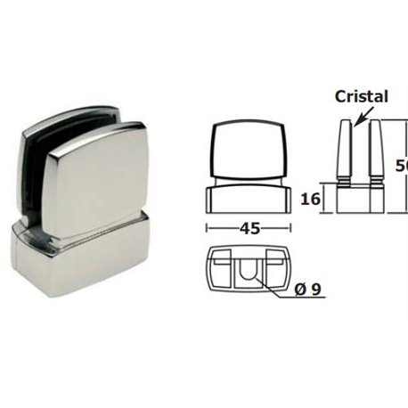 Clip para cristal para tubo rectangular