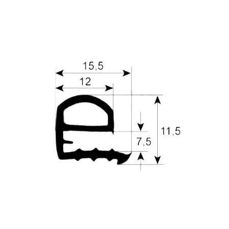 Burlete puerta vidrio alta temperatura 1860