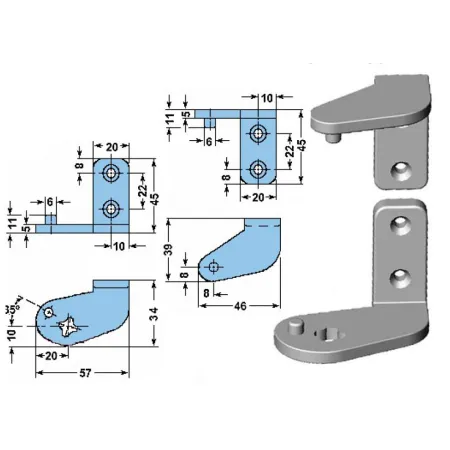 Conjunto soportes para bisagras DB500