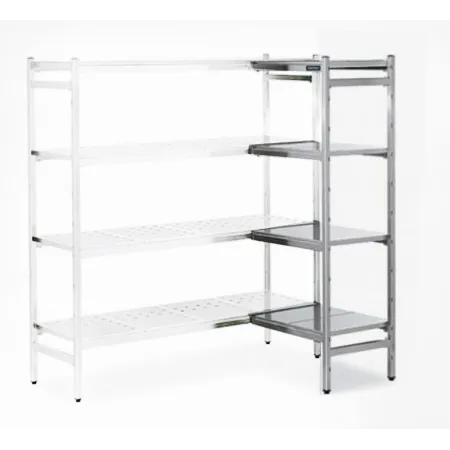 Estanterias angulares modulares en acero inoxidable perforadas