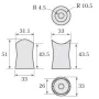 Soporte fijación plano  redondo tubos de 43 ó 50,8 mm 
