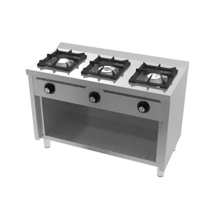 Cocina a gas 3 fuegos con estante serie 600