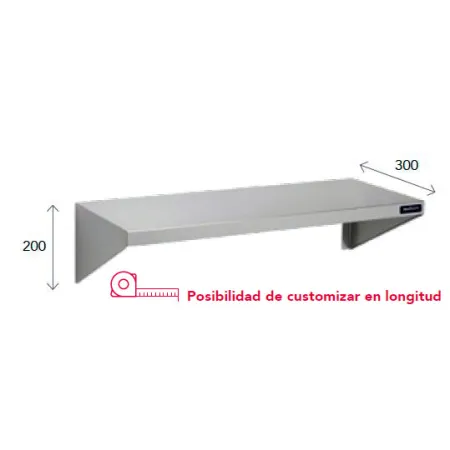 Estantería inoxidable a pared con cartelas desmontables