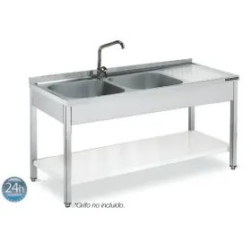 Fregadero de 1400x550 mm 2 cubetas