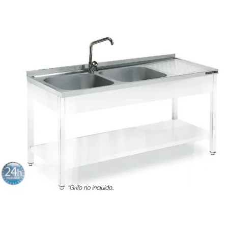 Fregadero de 1400x550 mm 2 cubetas