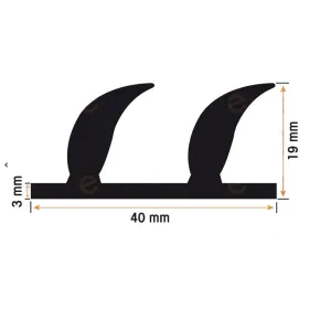 Burlete 40x19mm Perfil Caucho Esponjoso (1m)