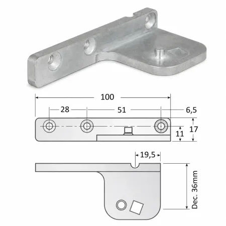 Soporte SP100 de pivot para bisagras Infrico