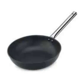 Wok antiadherente con mango acero-inox
