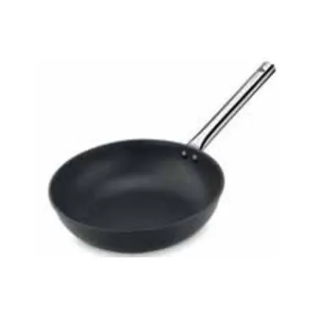 Wok antiadherente con mango acero-inox