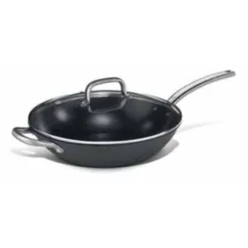 Wok con tapa antiadherente con mango acero-inox