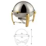 Chafing dish redondo con tapa roll top y pies dorados