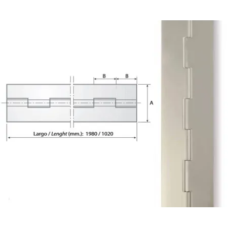 Bisagra de piano inoxidable