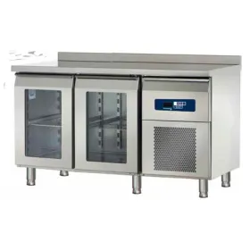 Mesa refrigerada inoxidable puertas cristal
