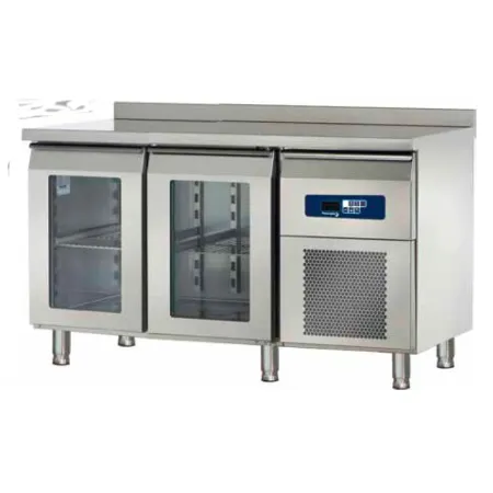 Mesa refrigerada inoxidable puertas cristal