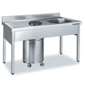 Fregadero con cubeta y aro 1400x600