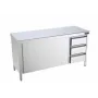 Mesa trabajo central fondo 600 con puertas y cajones