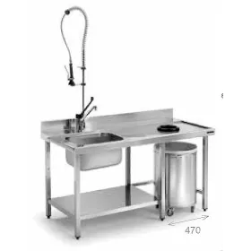 Mesa de prelavado para lavavajillas con desbarazado
